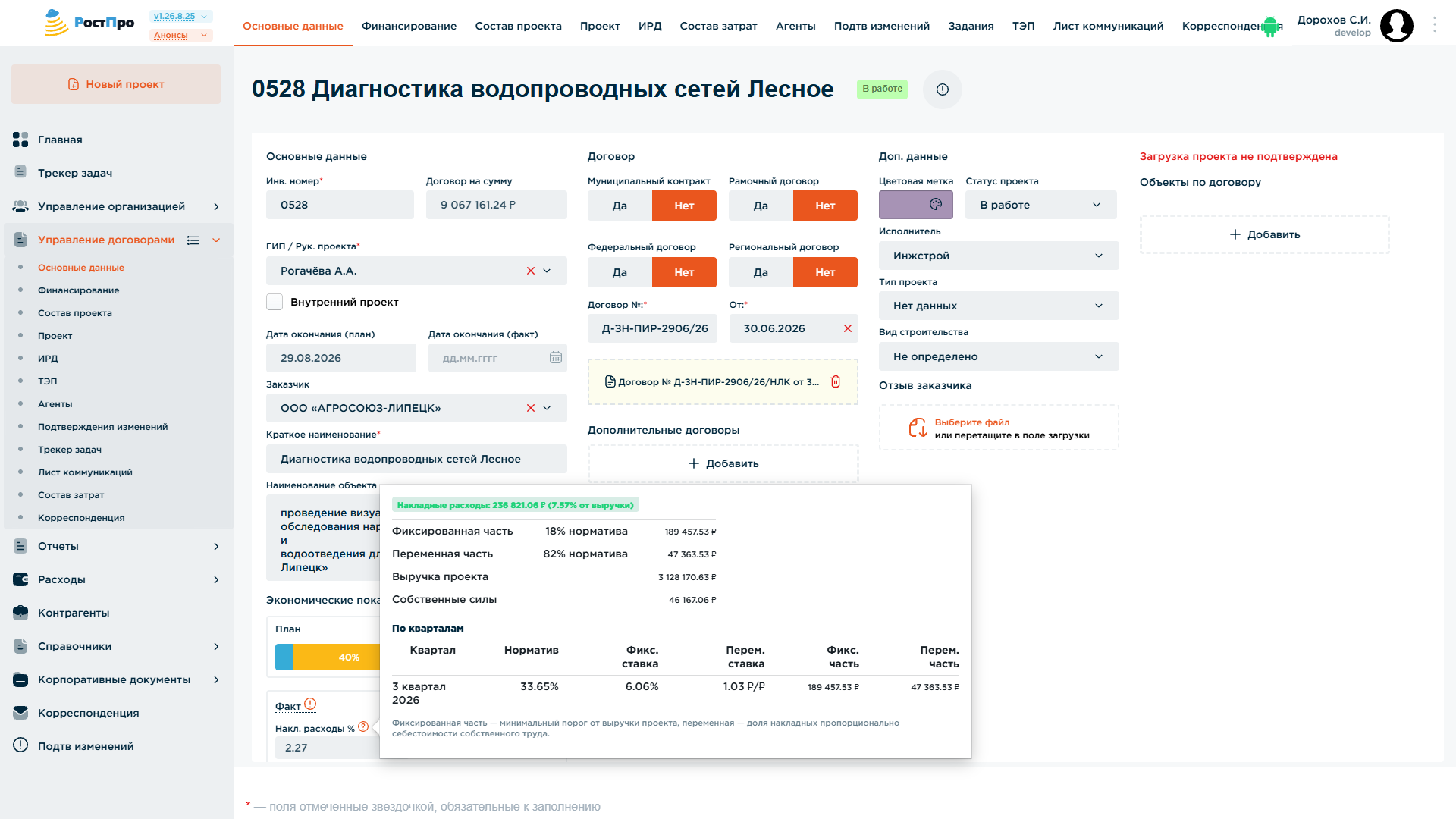 Расшифровка расчёта накладных расходов